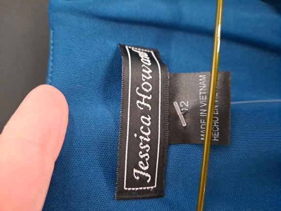 New Jessica Howard Blue Iridescent with Jeweled‎ Shoulder Dress Size 12 - Picture 6 of 7